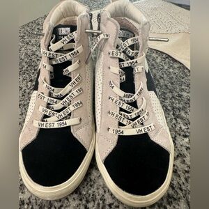 Vintage Havana Black and Cream High-Top Sneakers